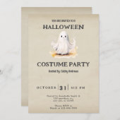 可愛すごいい幽霊ヴィンテージハロウィーン 招待状 (正面/裏面)