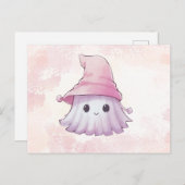 可愛すごいい幽霊赤面ウォーターカラーハロウィーン シーズンポストカード (正面/裏面)