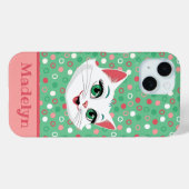 可愛すごいい漫画キャットピンク&ミントグリーン Case-Mate iPhoneケース (裏面 (横))