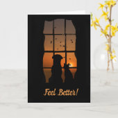 可愛すごいい犬と猫の感じよいカード カード (黄色い花)