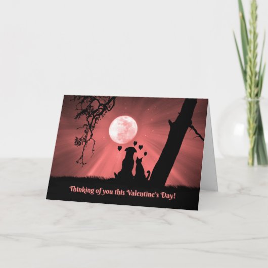 可愛すごいい犬と猫ゼネラルハッピーバレンタイン カード (正面)