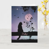 可愛すごいい猫と蝶こんにちはHow Are You Card カード (黄色い花)