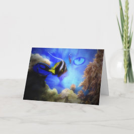 可愛すごいい猫と魚の誕生日カード カード