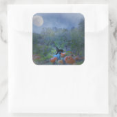 可愛すごいい猫ハロウィーンカボチャのパッチ スクエアシール (バッグ)