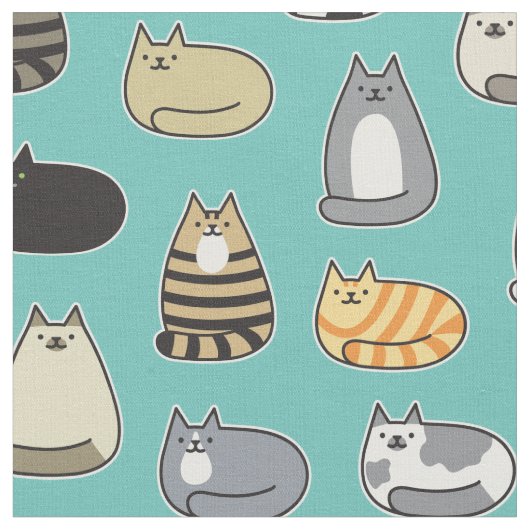 可愛すごいい猫柄お好きな色 ファブリック (クローズアップ)