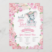 可愛すごいい象ガール招待状フローラカード 招待状 (正面/裏面)