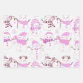 可愛すごいい雪だるまとホリディプレイドクリスマス ラッピングペーパーシート (正面3)