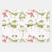可愛すごいい雪だるまとホリディプレイドクリスマス ラッピングペーパーシート (正面)