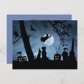 可愛すごいい魔女と猫と犬のハロウィン ポストカード (正面/裏面)