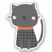 可愛すごいい黒魔猫 シール (正面)