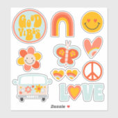 可愛すごいい70年代のレトロなおもしろいフラワーパワーをテーマにした シール (シート)