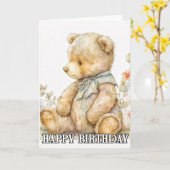 可愛すごいらしい小さなテディベア カード (黄色い花)