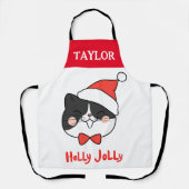 可愛すてきいクリスマスサンタ猫 エプロン (正面)
