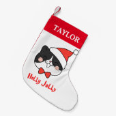 可愛すてきいクリスマスサンタ猫 スモールクリスマスストッキング (正面 (吊り時))