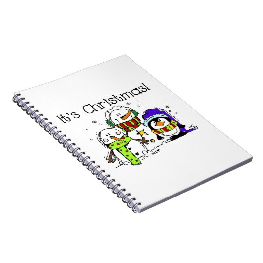 可愛すてきい雪だるまとペンギンクリスマス ノートブック (右側)