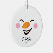 可愛すてきい雪だるま顔パーソナライズされた名,年 セラミックオーナメント (右)