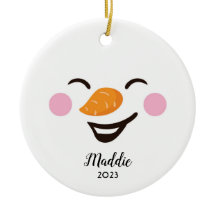 可愛すてきい雪だるま顔パーソナライズされた名，年