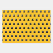 可愛はっきりしたいオレンジと白黒誕生日 ラッピングペーパーシート (正面3)