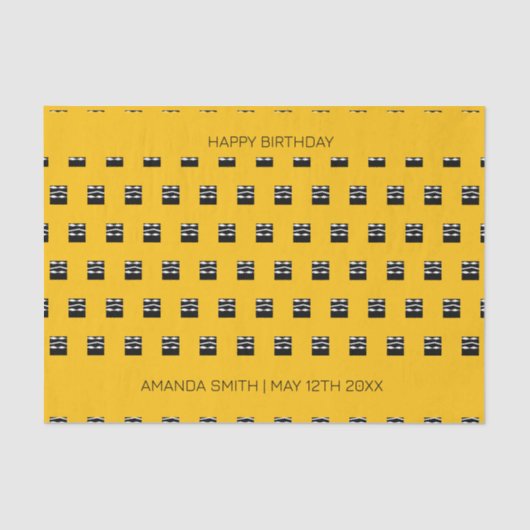 可愛はっきりしたいオレンジと白黒誕生日 薄葉紙 (正面)