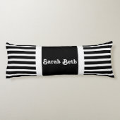 可愛はっきりしたいストライプブラック&ホワイト、名前を追加 ボディピロー (裏面)