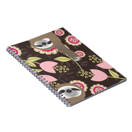 可愛ぶら下がったいアウトスロース茶色とピンクのジャングル ノートブック (右側)