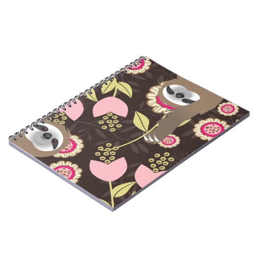 可愛ぶら下がったいアウトスロース茶色とピンクのジャングル ノートブック (左側)