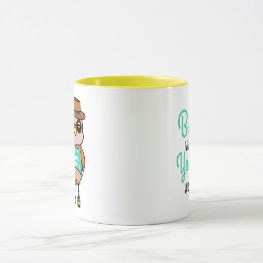 可愛やる気を起こさせるい鳥「自分でいること」マグカップ マグカップ (中央)