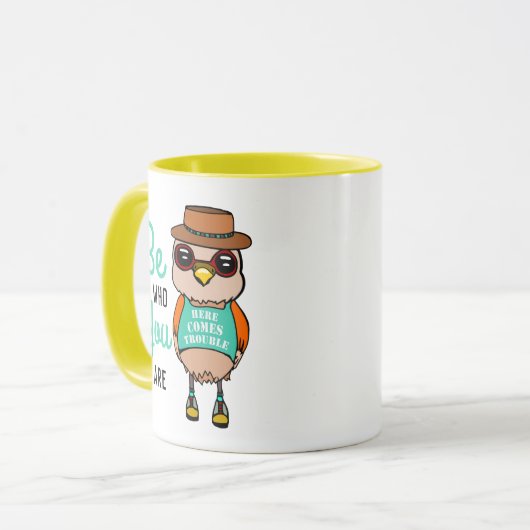 可愛やる気を起こさせるい鳥「自分でいること」マグカップ マグカップ (正面左)