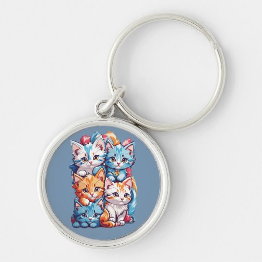 可愛よくはしゃぐいかわいい猫ちゃん キーホルダー (正面)