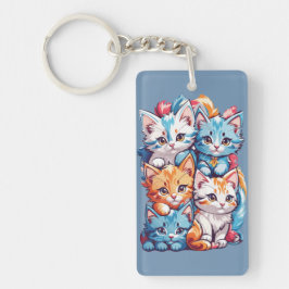 可愛よくはしゃぐいかわいい猫ちゃん キーホルダー