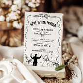 可愛よくはしゃぐいカップルのイラストSave the Date 招待状