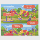 可愛よくはしゃぐいカラフルキッズプレイグラウンド誕生日 ラッピングペーパー (フラット)