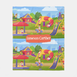 可愛よくはしゃぐいカラフルキッズプレイグラウンド フリースブランケット