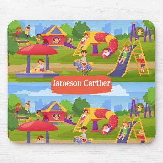 可愛よくはしゃぐいカラフルキッズプレイグラウンド マウスパッド (正面)