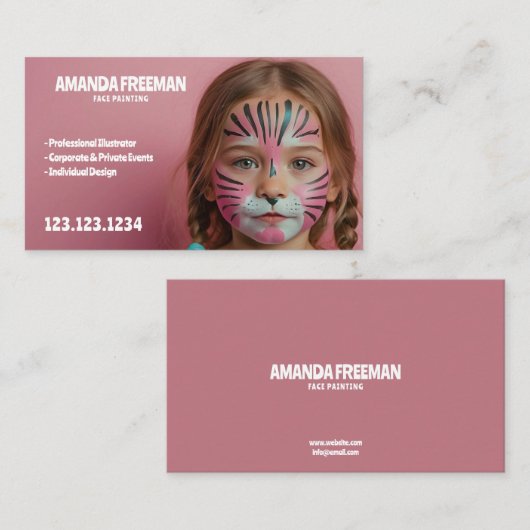 可愛よくはしゃぐいピンクと黒のガーリー顔 名刺 (正面/裏面)