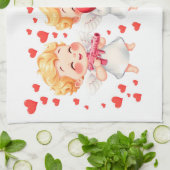 可愛よくはしゃぐい天使が恋👼❤️ キッチンタオル (折り畳み)
