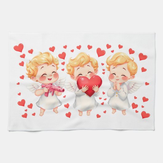 可愛よくはしゃぐい天使が恋👼❤️ キッチンタオル (横)