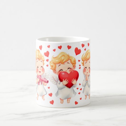 可愛よくはしゃぐい天使が恋👼❤️ コーヒーマグカップ (中央)