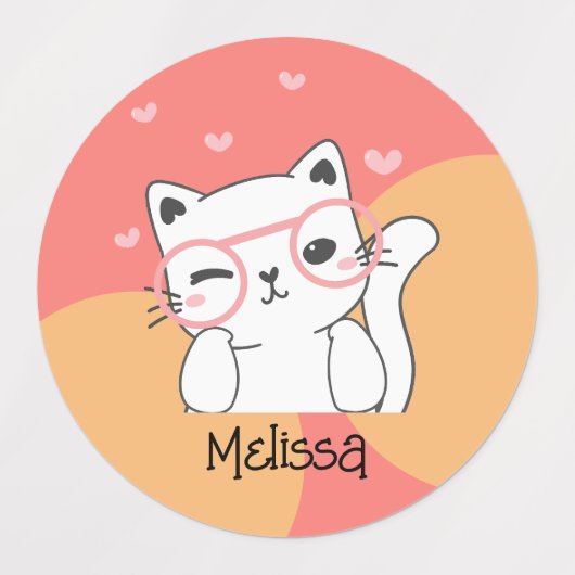 可愛よくはしゃぐい愛らしい猫の名前 ラベル (デザイン1)