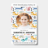 可愛よくはしゃぐい犬カスタムの写真緊急の子ID バッジ (正面)