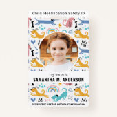 可愛よくはしゃぐい犬カスタムの写真緊急の子ID バッジ (正面)