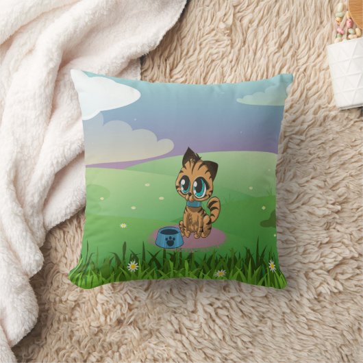 可愛よくはしゃぐくてフワフワかわいい子猫の目 クッション (ブランケット)