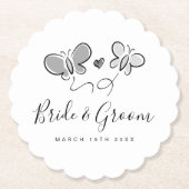 可愛よくはしゃぐ結婚い蝶のプリントを持つコースター ペーパーコースター (正面)
