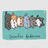 可愛らしいかわいい積みの猫たちカスタム猫 ゴルフタオル (横)