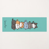 可愛らしいかわいい積みの猫たちカスタム猫 ヨガマット (裏面(横))