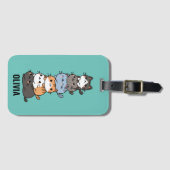 可愛らしいかわいい積みの猫 ラゲッジタグ (正面横)