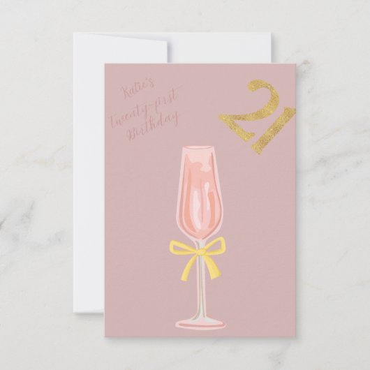 可愛らしいそしておしゃれな21歳の誕生日 招待状 (正面)