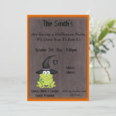 可愛らしいカエルを魔女ハットハローウィンパーティ 招待状 (スタンド正面)