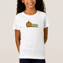 可愛らしいカボチャと3体のスケアリーゴースト Tシャツ