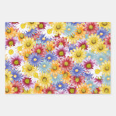 可愛らしいカラフルデイジー花の柄 ラッピングペーパーシート (正面3)